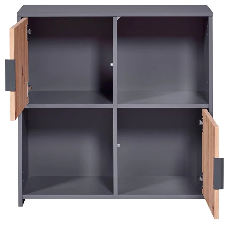 Regal Bücherregal PEPETO 2T mit 2 Türen Optik: Grau / Artisan Eiche
