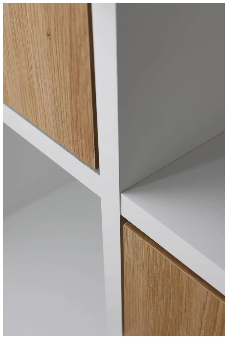 Regal Kommode PEPETO 2 Türen 2 Schubladen Optik: Weiß / Artisan Eiche