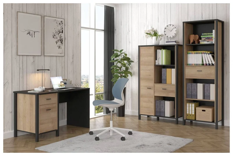 Regal Bücherregal HIGH ROCK Riviera Eiche Optik / Schwarz, von Forte
