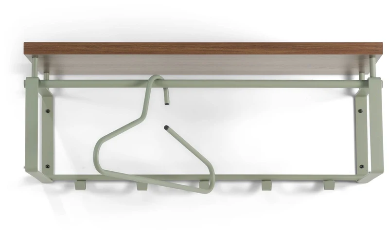 Wandgarderobe REX 3 Dusty Green, Garderobe mit 5 Haken und Hutablage