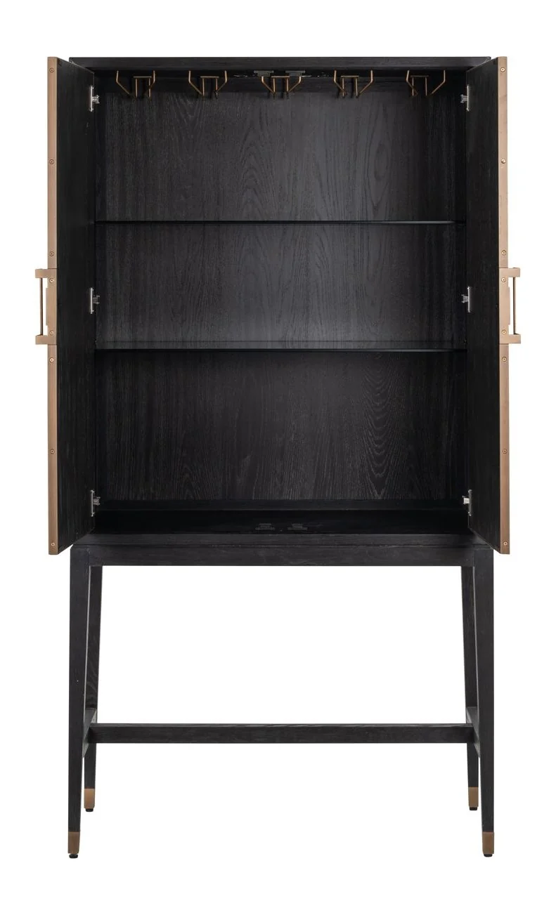 Richmond Barschrank Bloomville Brass Shagreen, Eiche & PU-Leder