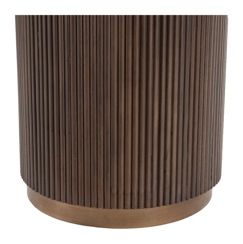 Esstisch Mayfield rund 120 cm, Marmor & Mangoholz, Messing-Details