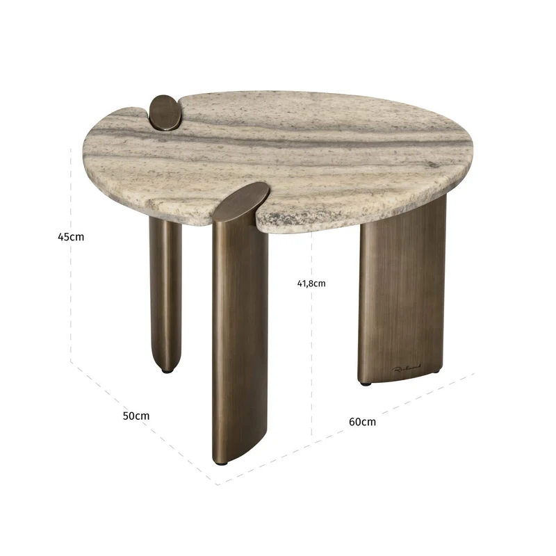 Beistelltisch Arcadia grey aus Travertin & Metall – Richmond Interiors