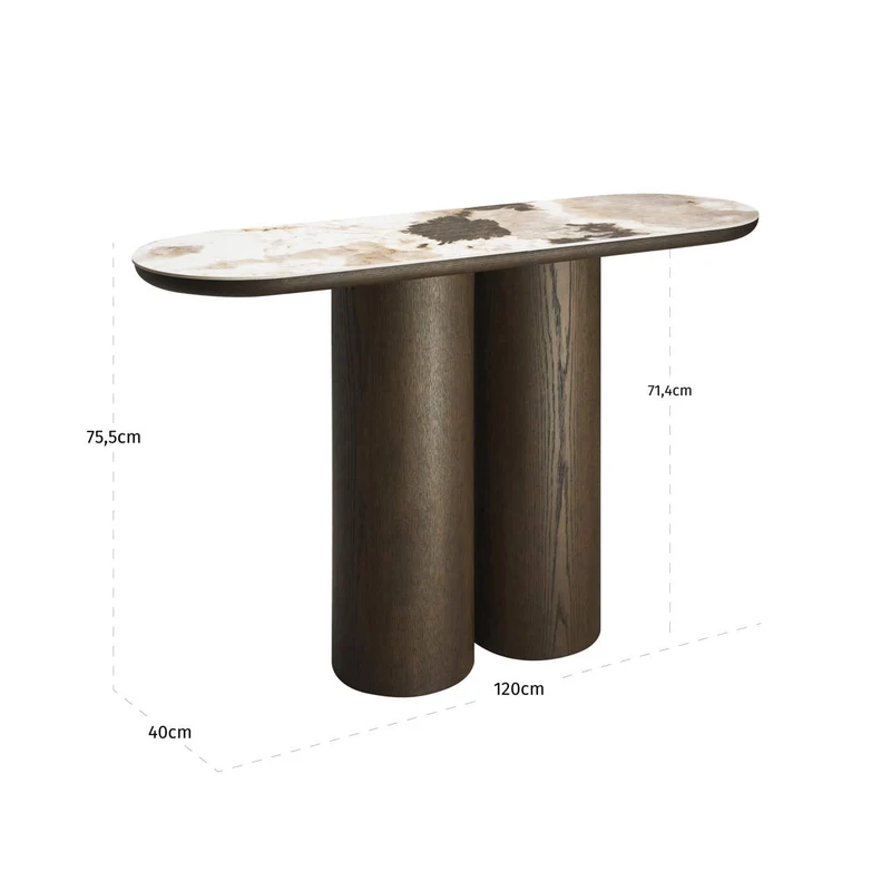 Konsole Langford Brown – Richmond Konsolentisch mit Keramik-Platte
