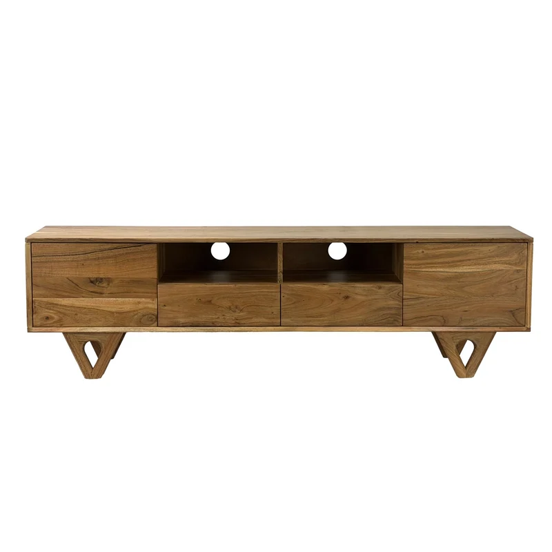 Lowboard Akazie Massivholz 160 cm TV-Board mit Türen & Schubladen