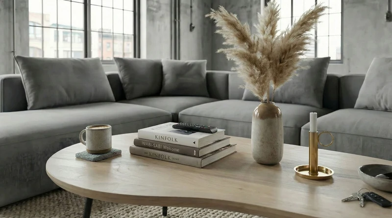Couchtisch Nierenform Mango Massivholz White Wash mit Metallbeinen