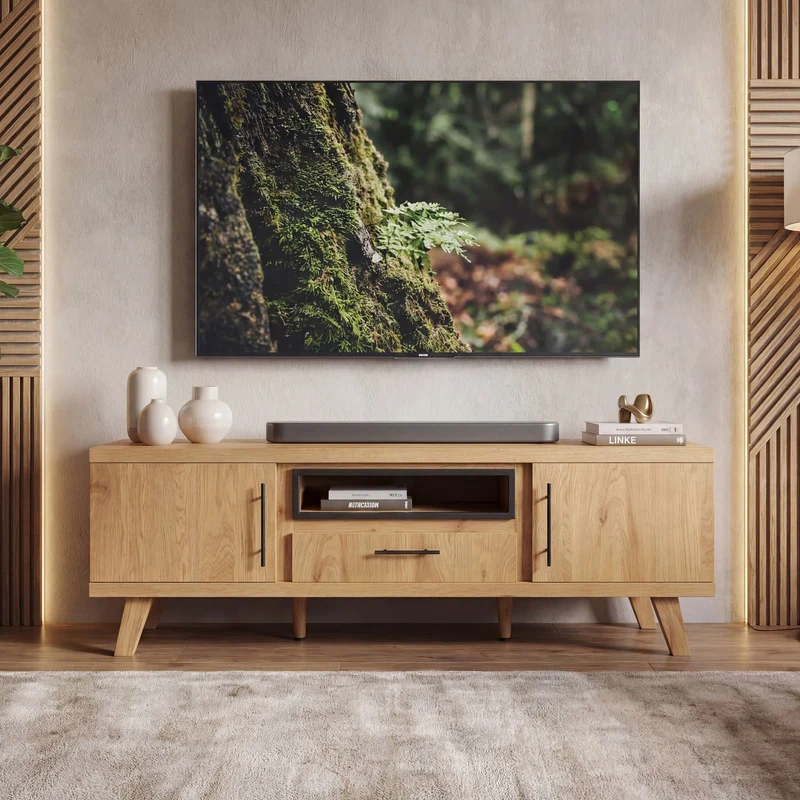 TV Lowboard Eiche Dekor 150 cm mit 2 Türen und Schublade, Wohnling