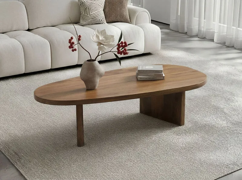 Couchtisch Mango Massivholz oval 120 cm, handgefertigt von Wohnling