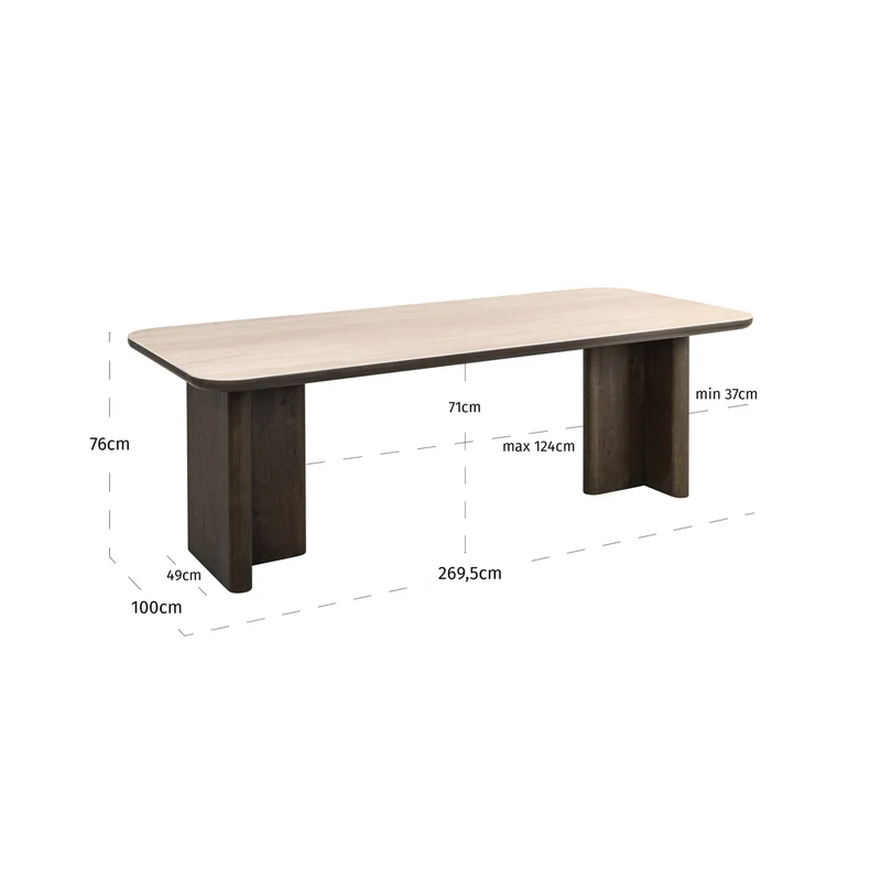 Esstisch Nando 270 cm Richmond – Eichenfurnier & Travertin-Keramik