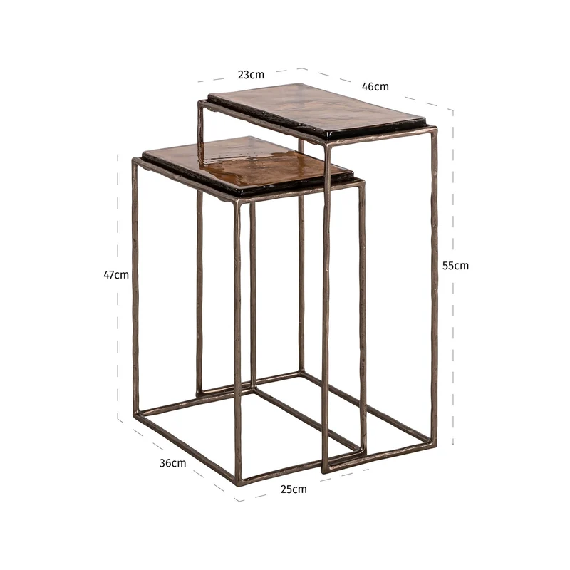 Beistelltisch Villano bronze im 2er-Set - Eisen & Glas, Richmond