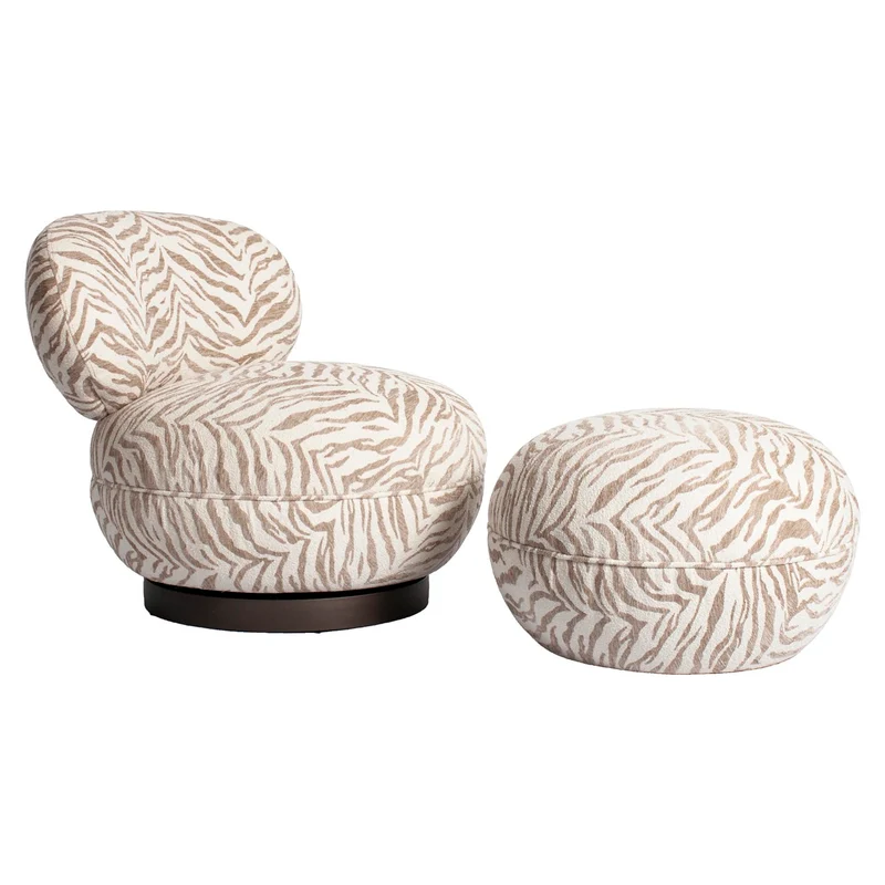 Lounge Stuhl Jace Beige Tiger mit Drehfunktion – Richmond