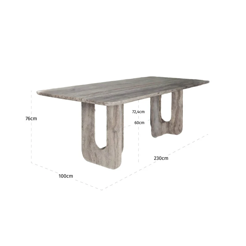 Esstisch Westin 230 grey, Travertin-Naturstein, 230x100 cm