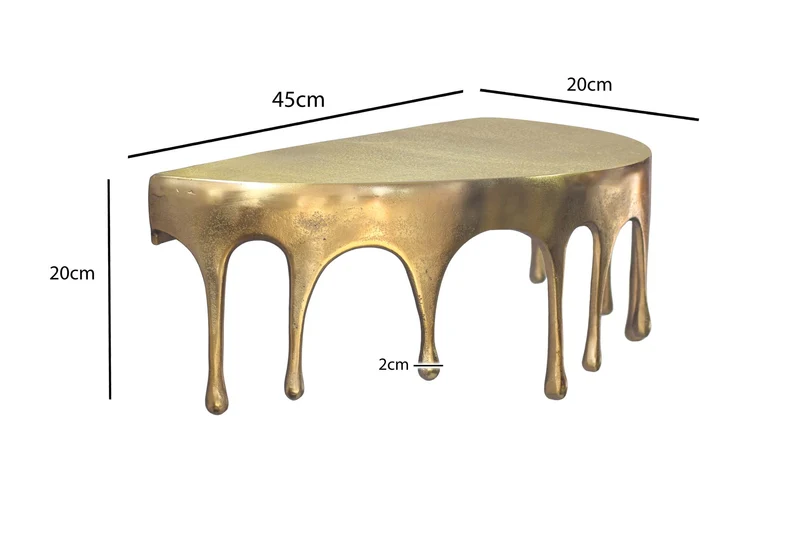 Wandregal Drops 45 cm aus Aluminium in Gold, Handmade Hängeregal