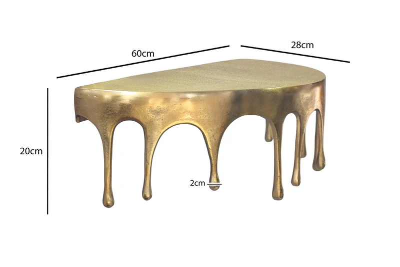 Wandregal Drops 60cm aus Aluminium in Gold, Tropfen-Optik Handmade
