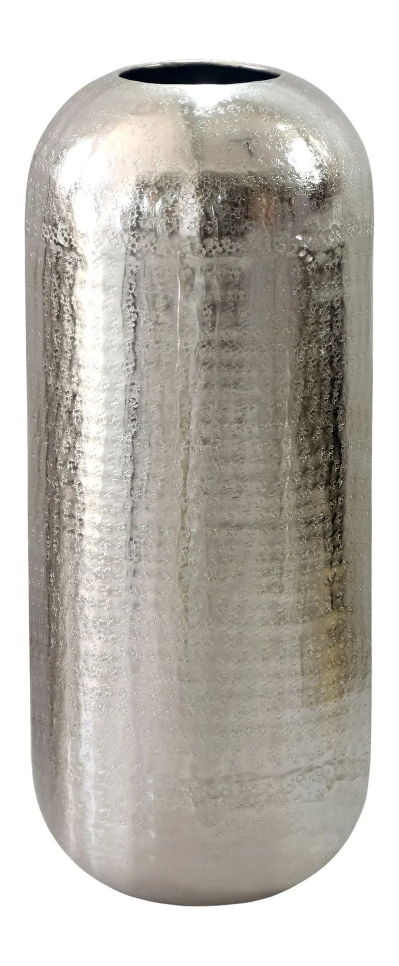 XXL Bodenvase Aluminium Silber 60 cm von Wohnling – Standvase Handmade