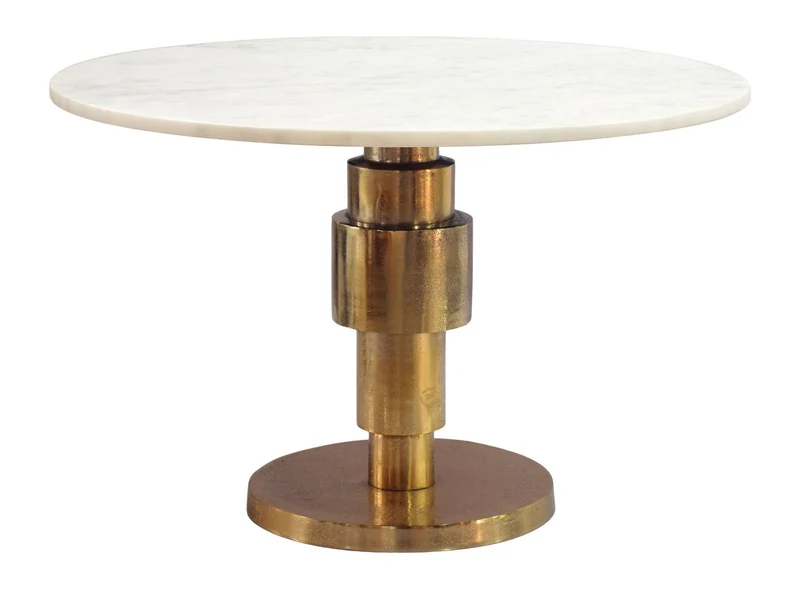 Couchtisch Gold mit weißer Marmorplatte, Ø 60 cm, Aluminiumgestell