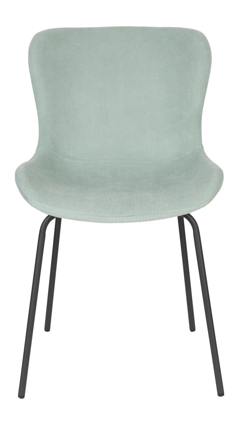 Esszimmerstuhl Junzo im 2er-Set, Light Green mit Rippstoff-Bezug