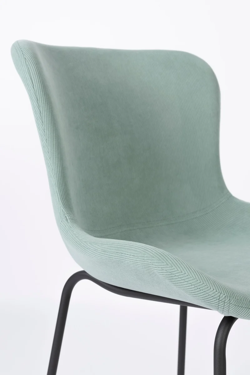 Esszimmerstuhl Junzo im 2er-Set, Light Green mit Rippstoff-Bezug