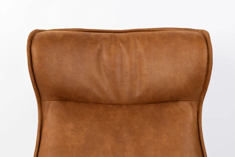 Loungesessel John Cognac mit drehbarem Metallgestell aus PU-Leder