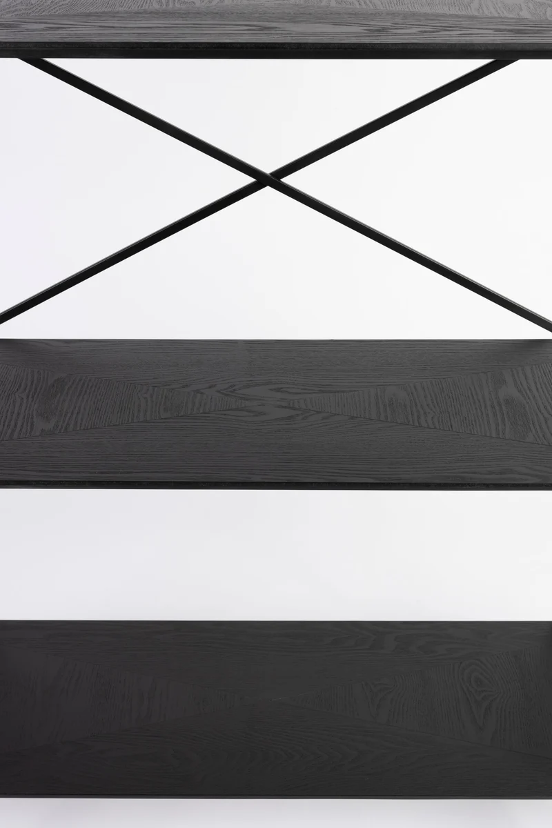 Regal Marcio Schwarz mit Metallgestell und Holzstruktur-Böden, 180 cm