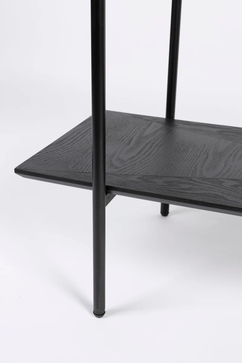 Regal Marcio Schwarz mit Metallgestell und Holzstruktur-Böden, 180 cm