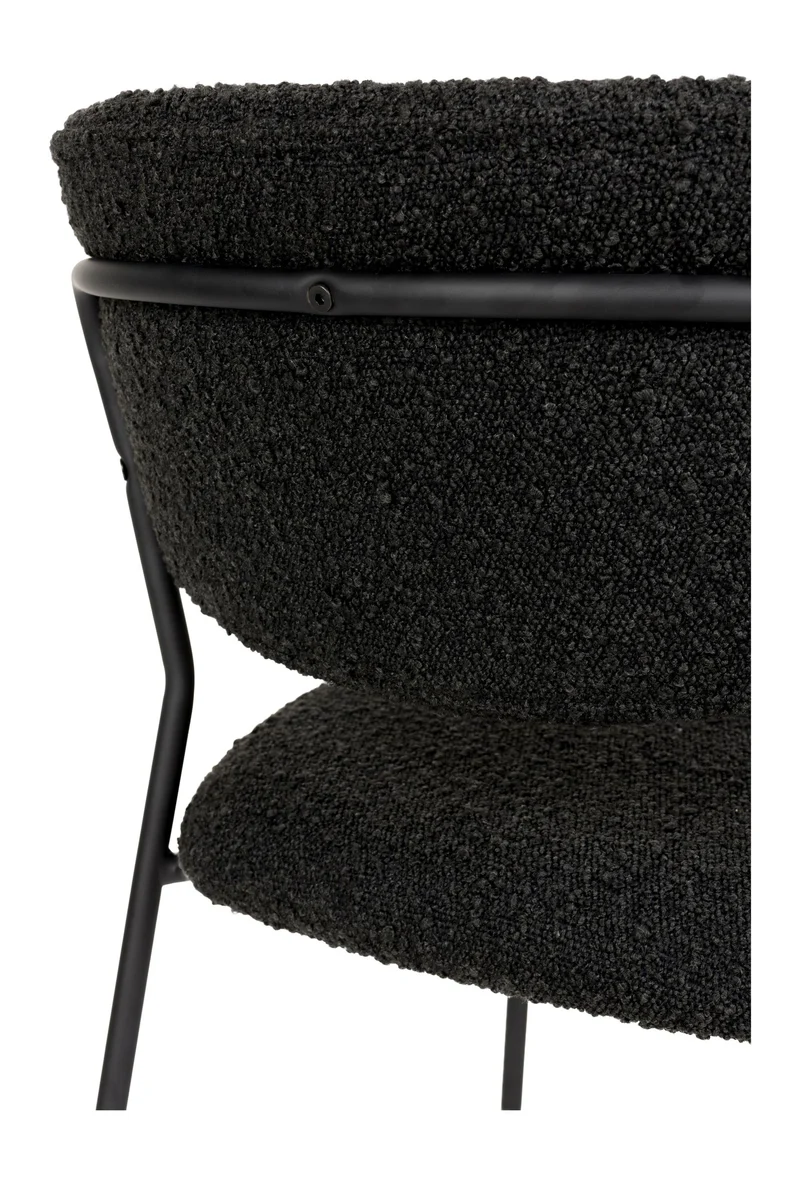 Esszimmerstuhl Jolien im 2er-Set, Schwarz mit Bouclé-Stoff