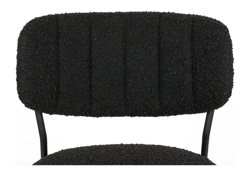 Esszimmerstuhl Jolien im 2er-Set, Schwarz mit Bouclé-Stoff