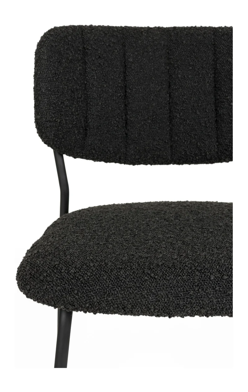 Esszimmerstuhl Jolien im 2er-Set, Schwarz mit Bouclé-Stoff