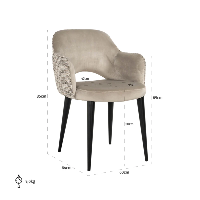 Esszimmerstuhl Giovanna Samtvelours trendy nature mit Metallgestell