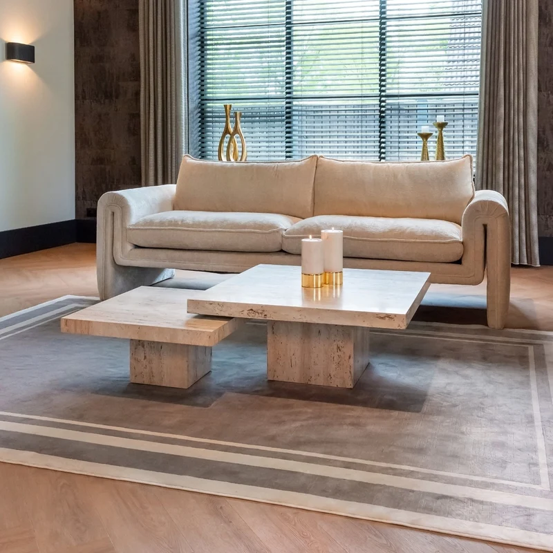 Couchtisch La Cantera 2er-Set, Travertin beige, 80x80 cm
