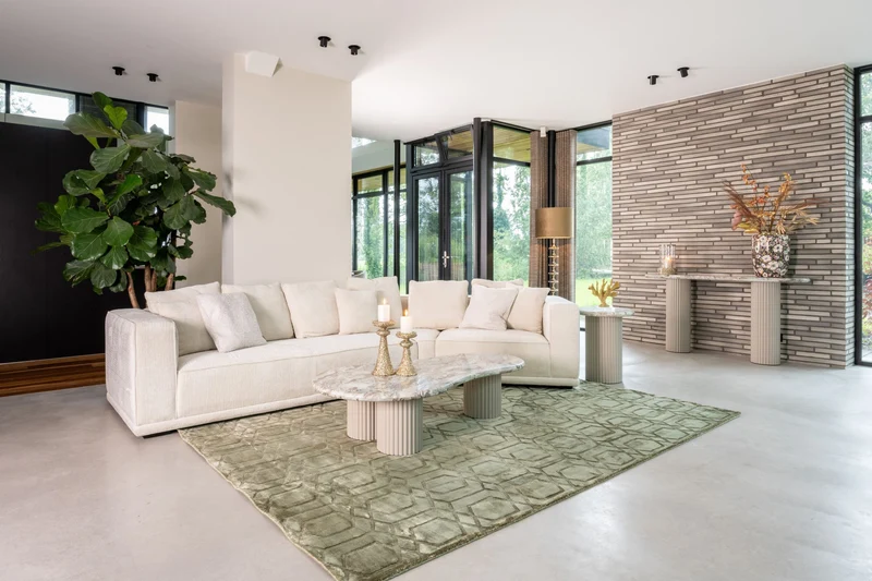 Couchtisch Coronel Blush beige mit Toronto-Marmorplatte, 150x80 cm