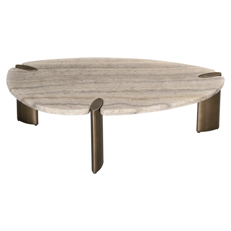 Couchtisch Arcadia grey mit Travertinplatte und Metallgestell