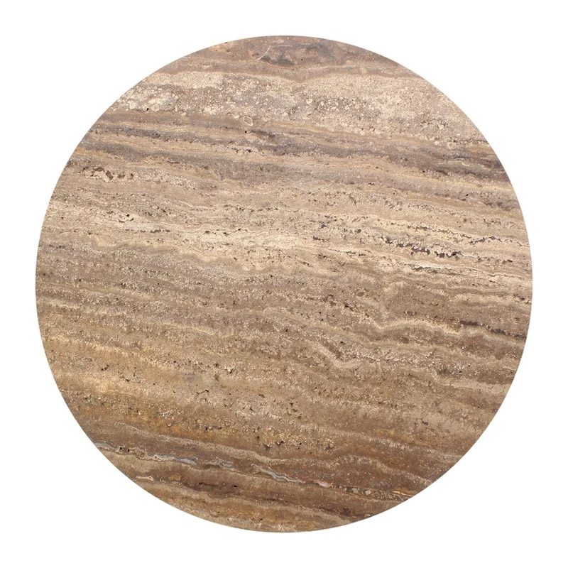 Beistelltisch Russo mit Travertin & Messing-Optik, ash brown –
