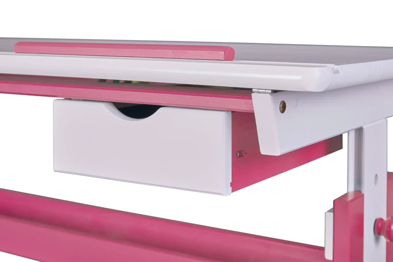 Kinderschreibtisch PIJII Pink weiß + Rollcontainer Simon Komplettset