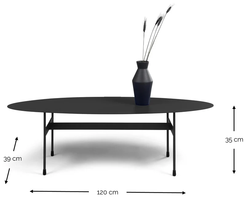 Spinder MIRA OVAL Couchtisch 125 x 40 cm Oval Stahl Minimalistisch
