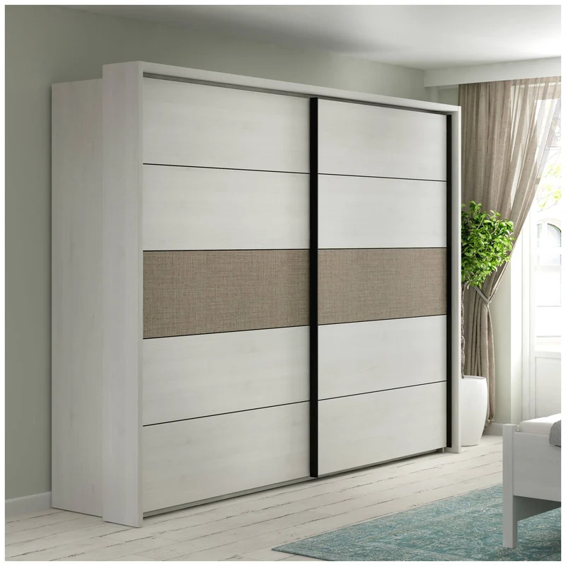MOONDUST Schlafzimmer-Set 4-tlg. 180er Bett Schneeeiche Geflechtoptik