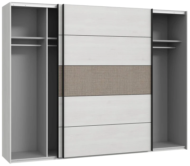 MOONDUST Schlafzimmer-Set 4-tlg. 180er Bett Schneeeiche Geflechtoptik