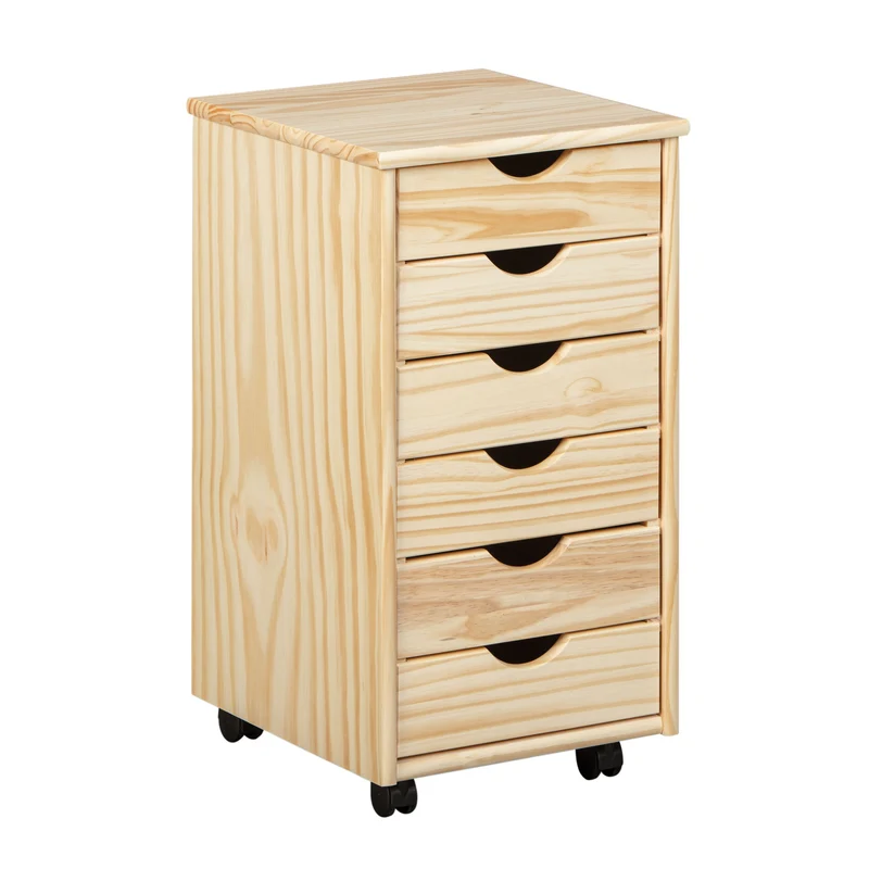 Rollcontainer NILS Kiefer Massivholz Natur mit 6 Schubladen