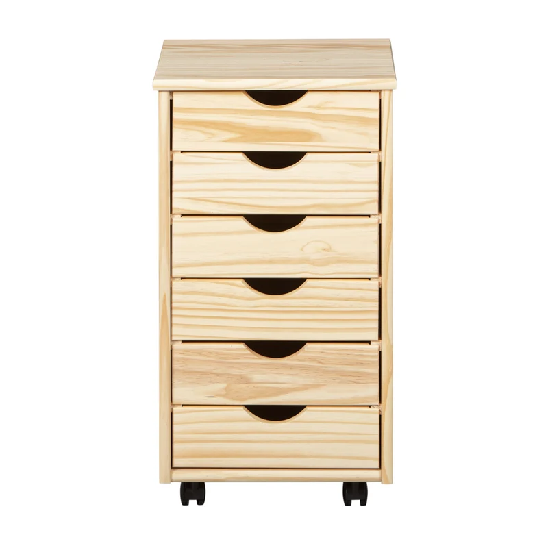 Rollcontainer NILS Kiefer Massivholz Natur mit 6 Schubladen