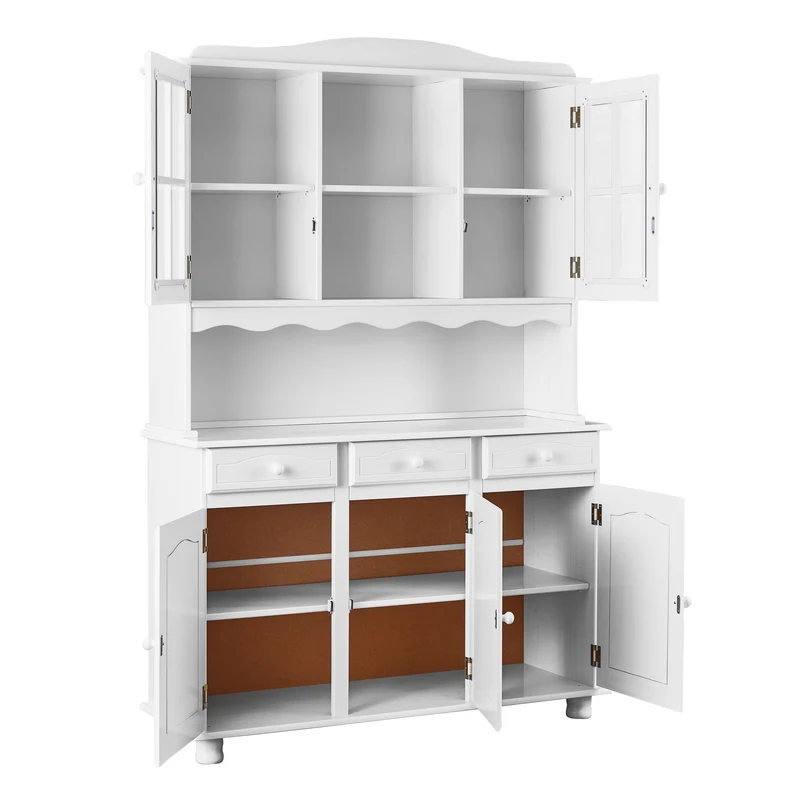 Buffet Vitrine SIENA Kiefer Massivholz weiß lackiert Landhausstil