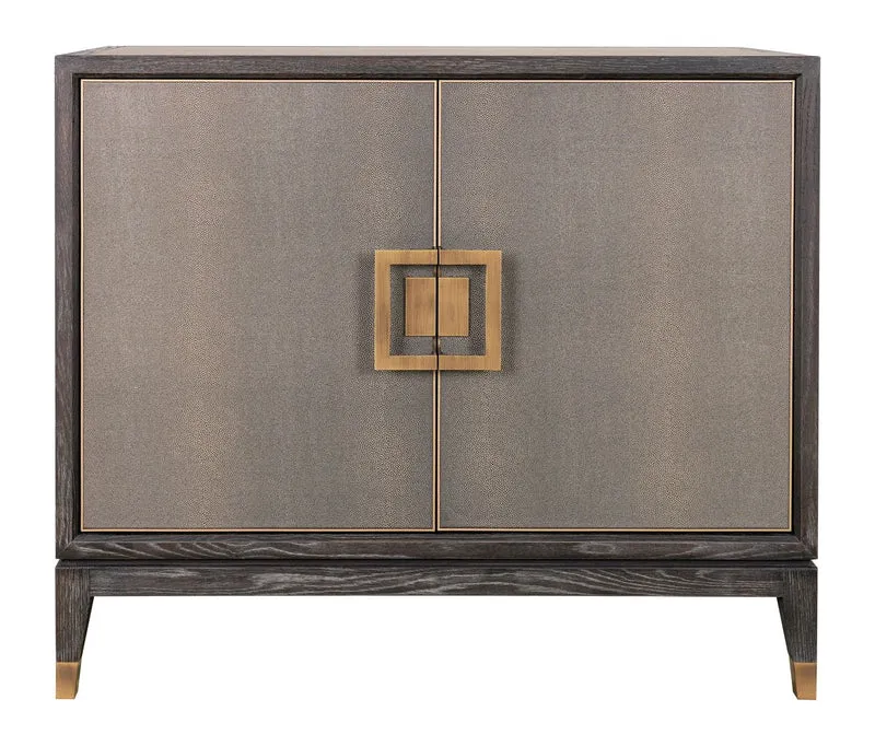 Sideboard Bloomville Brass Shagreen – Eiche & PU-Leder, 2-türig