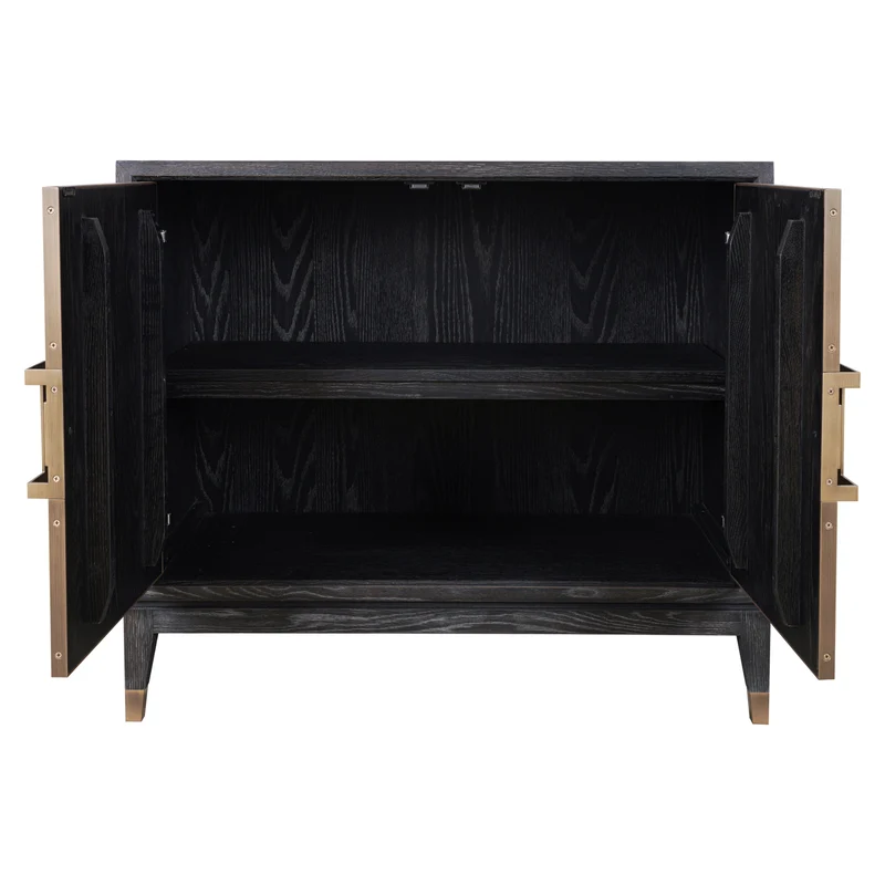 Sideboard Bloomville Brass Shagreen – Eiche & PU-Leder, 2-türig