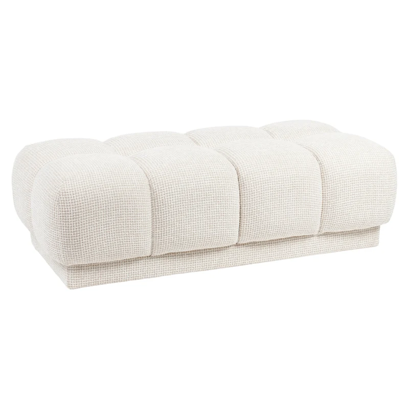 Hocker & Fußbank Noah beige Blockweave – großzügiger XL-Pouf