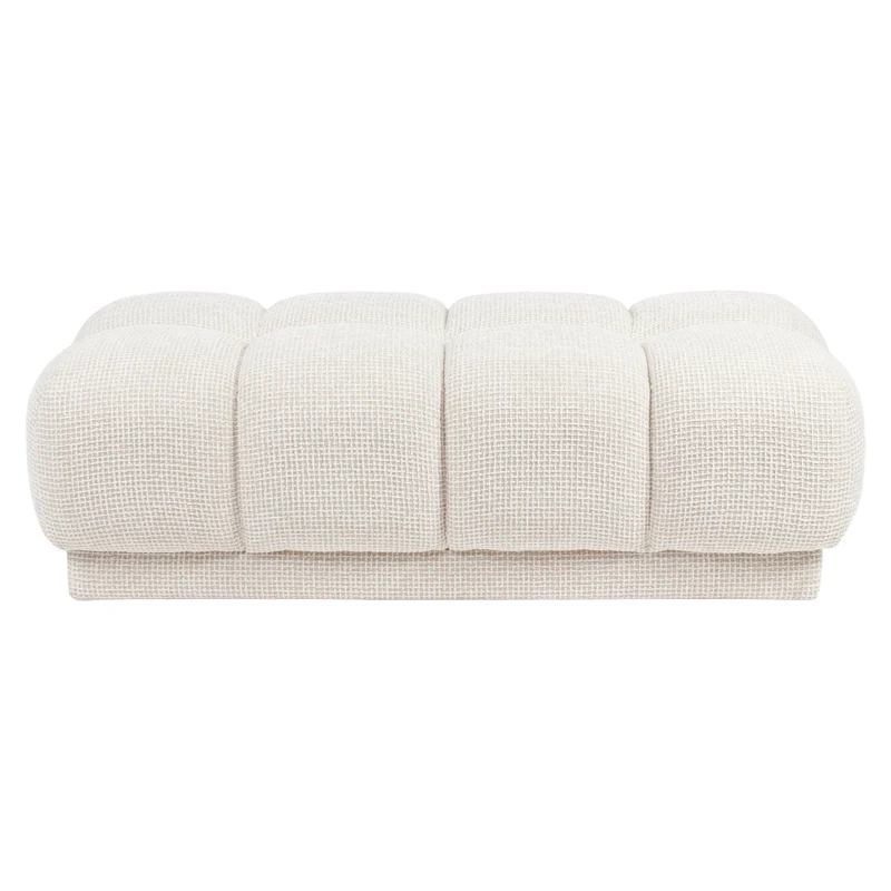 Hocker & Fußbank Noah beige Blockweave – großzügiger XL-Pouf