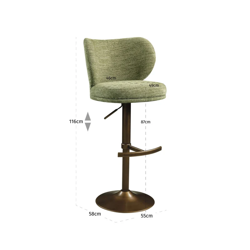 Barhocker Amely pistache softweave mit drehbarer Sitzfläche