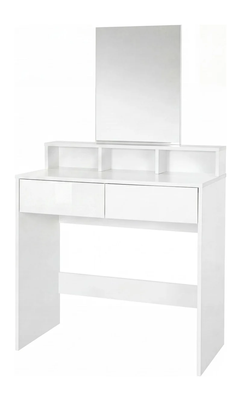 Schminktisch Weiß 80 cm mit Spiegel und Regal im Schlafzimmer-Design