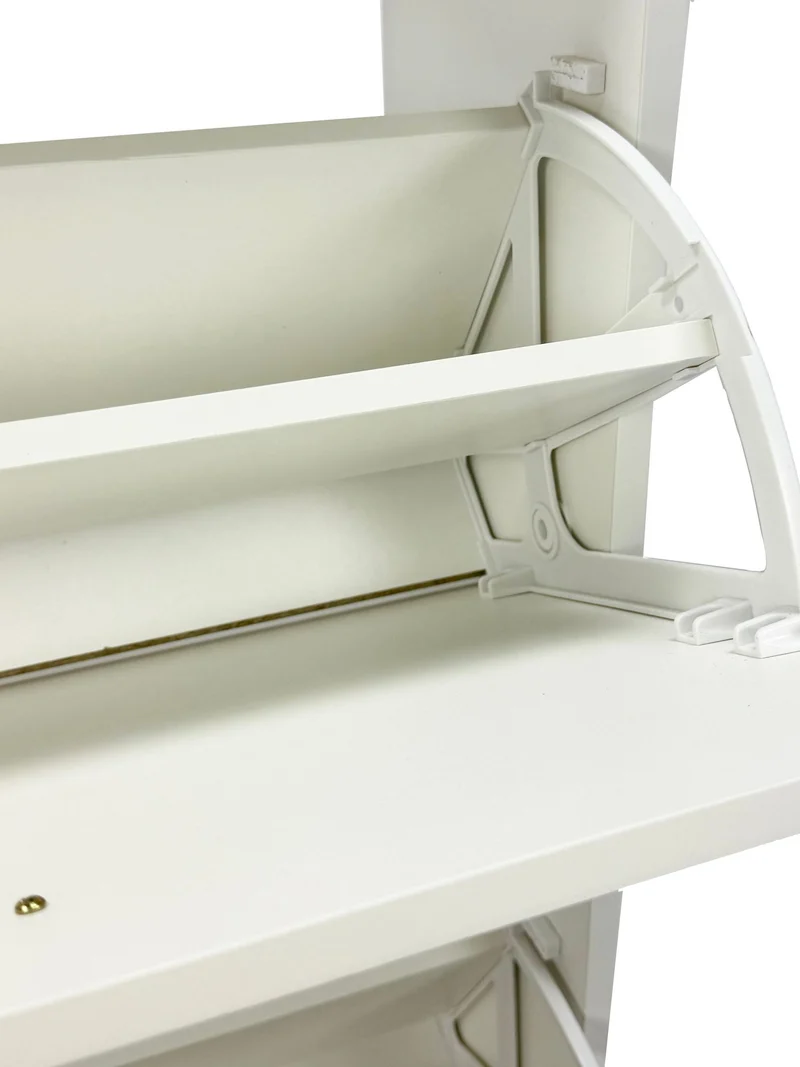 Schuhschrank Wohnling 85 cm in Weiß mit 2 Klappfächern und Ablage