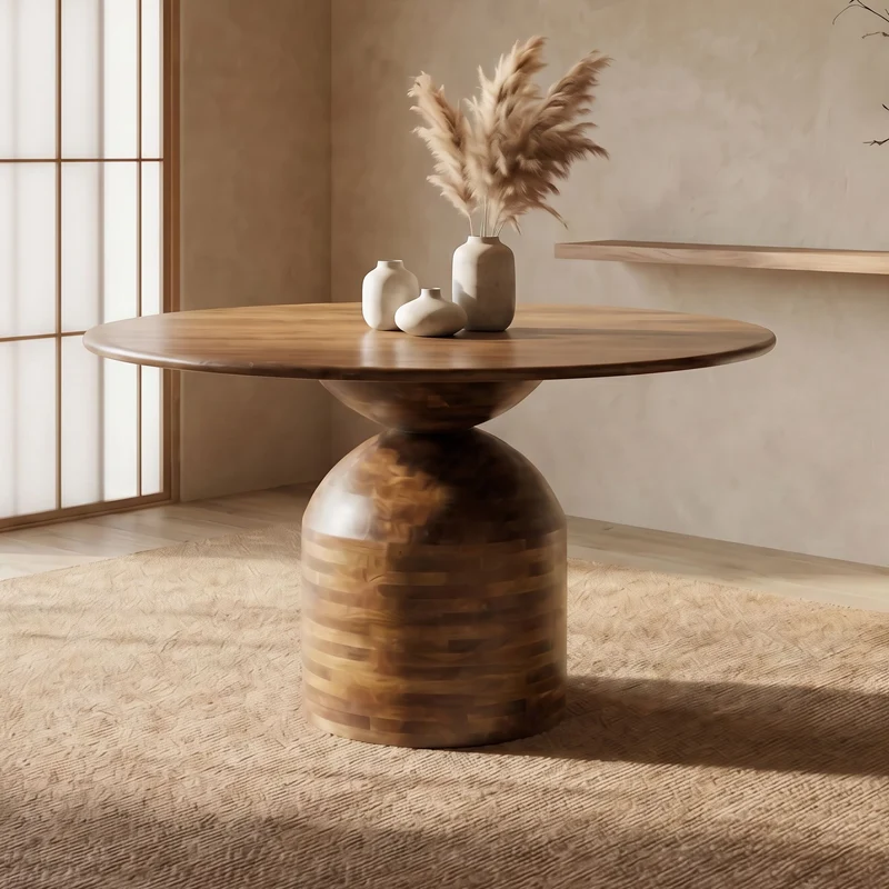 Esszimmertisch Rund 120 cm aus Mango Massivholz für Küche
