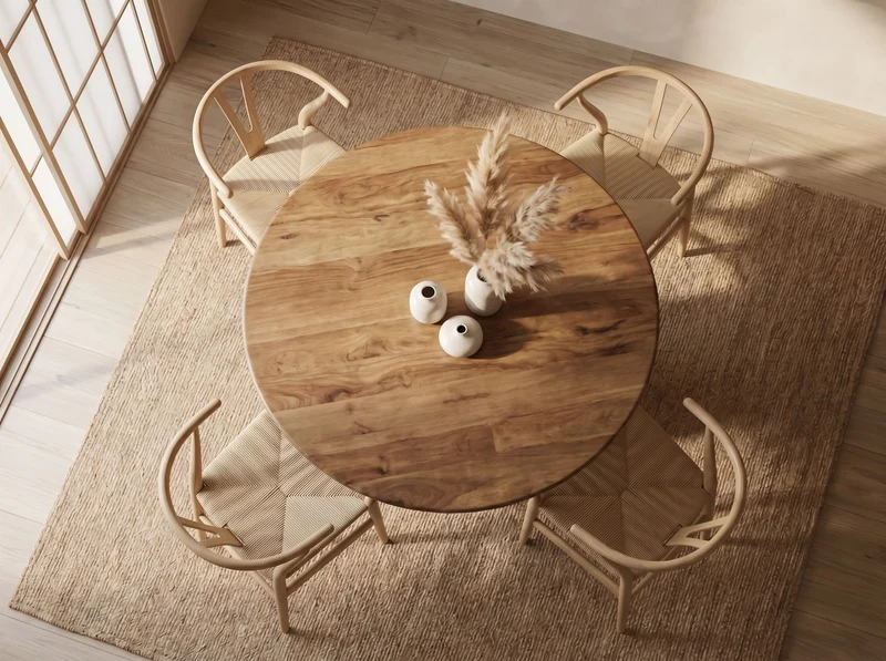 Esszimmertisch Rund 120 cm aus Mango Massivholz für Küche