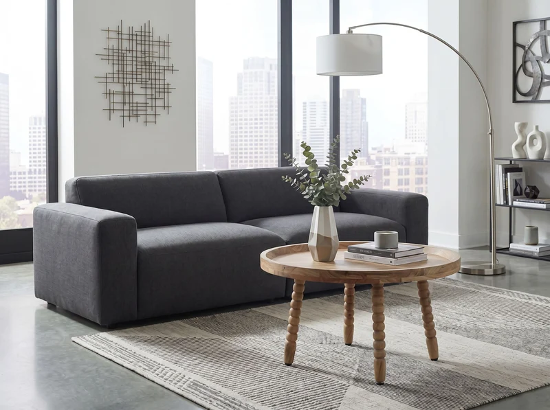 Couchtisch Akazie 60 cm Rund Massivholz mit Perlenbeinen von Wohnling